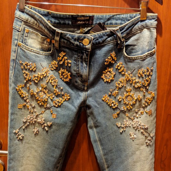 Roberto Cavalli Jeans Brand New Intricate Woven pattern 46/6 Never Worn With Tag - Picture 9 of 16